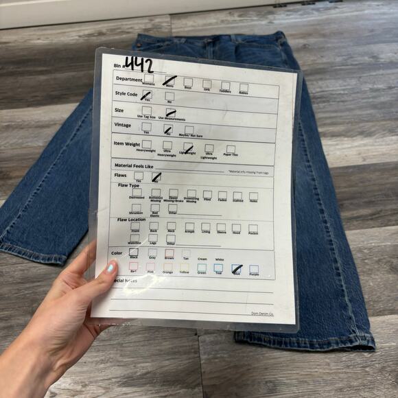 Levis 505 Red Tab Blue Mens 38x30 Regular Straight Stretch‎ Mid Wash Denim Jeans - Picture 8 of 12